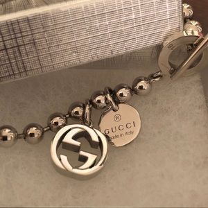 GUCCI double charm toggle sterling silver bracelet